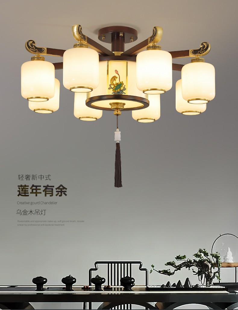 新中式客厅吊灯大气国风玉石复式别墅大厅灯具6998_楼梯灯_家居照明馆_名灯在线O2O灯饰商城